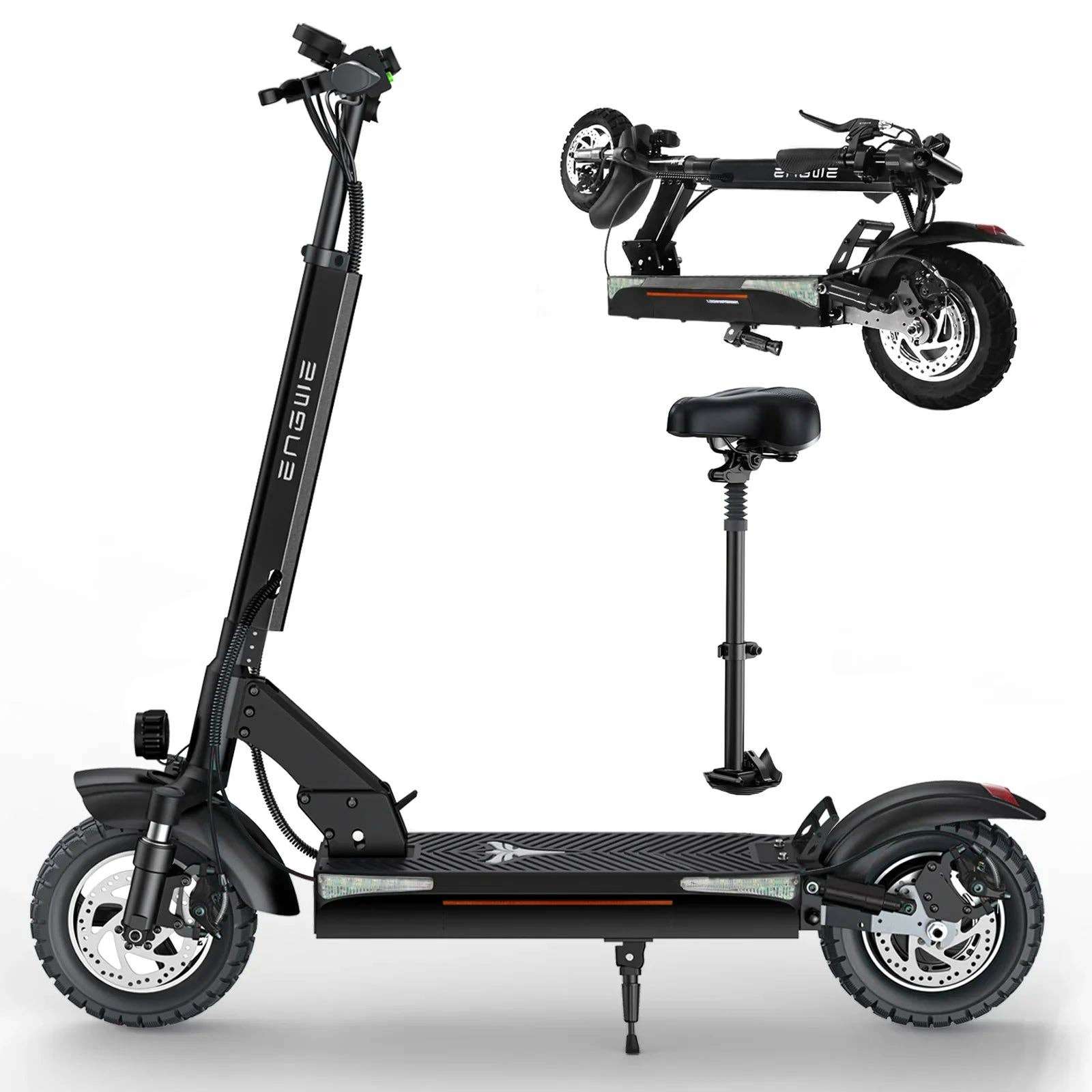 E-Scooter Rental ENGWE Y600 600W 70 km Range Seated E-Scooter in Black with Foldable Design.