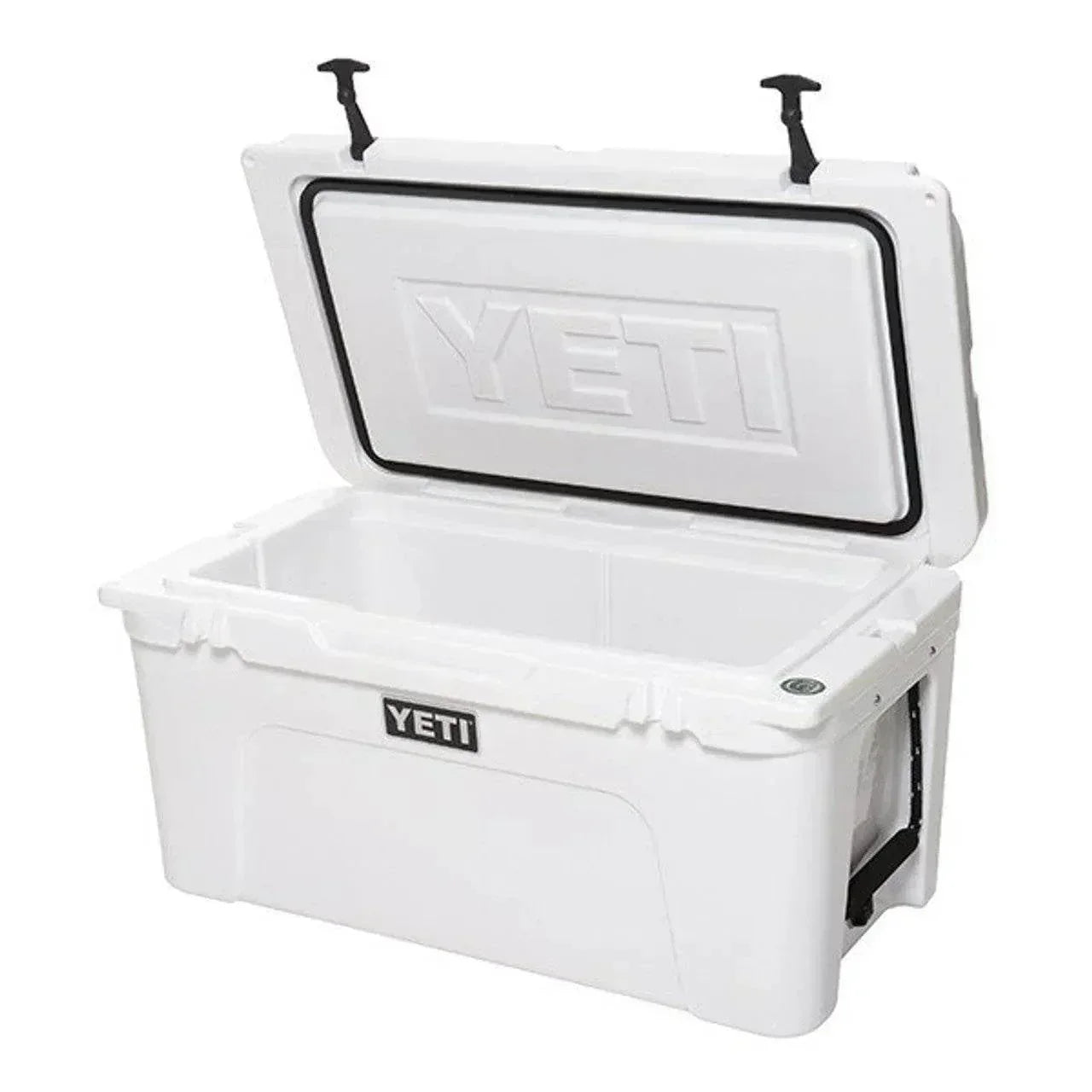 YETI Tundra 75 Cooler open, showcasing spacious interior and sturdy design.