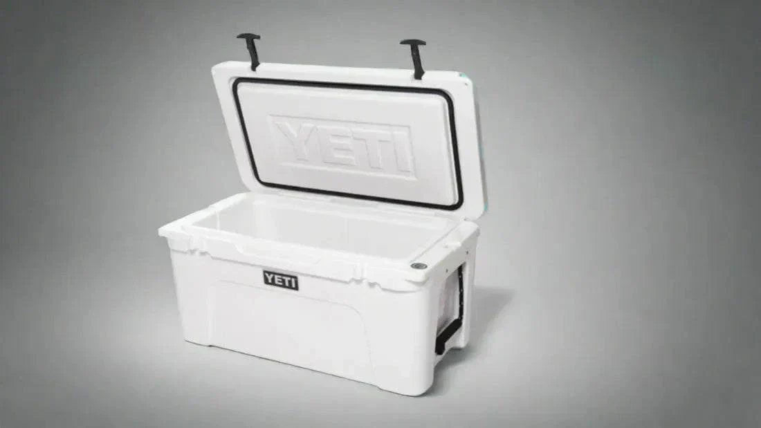 YETI Tundra 75 Cooler with open lid, showcasing durable construction and spacious interior.