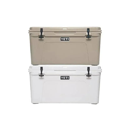 YETI Tundra 75 Cooler in beige and white, grizzly-proof design, ideal for outdoor activities.